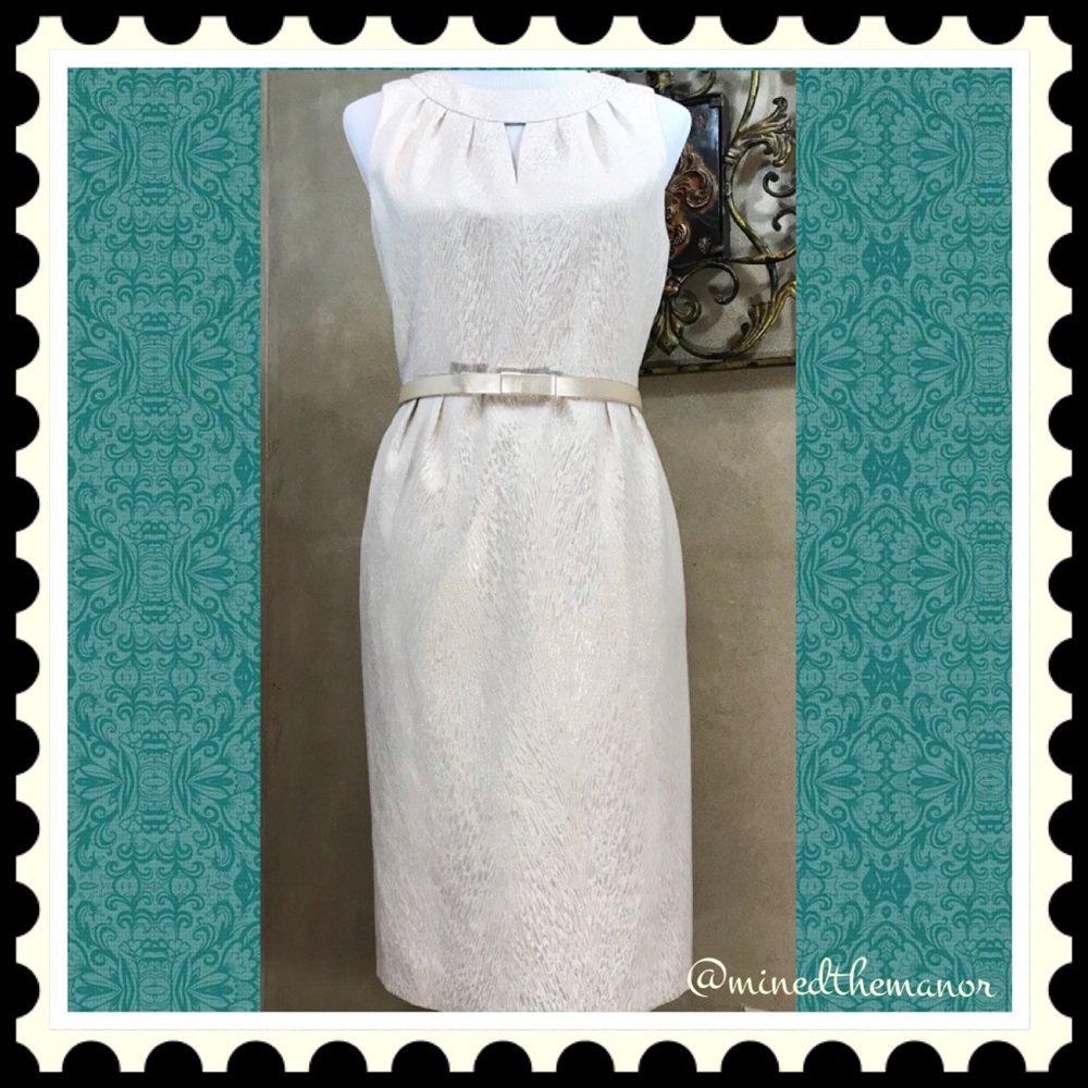 TAHARI Lined Midi Sleeveless Dress w/ Belt EUC sz6 - Picture 4 of 7